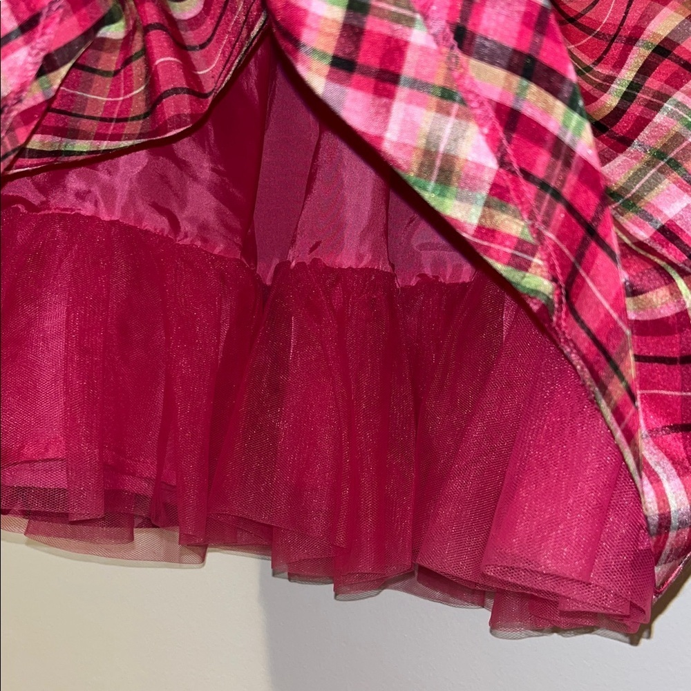 GYMBOREE Cheery All The Way Sleeveless Plaid Dress Bow Ribbon Holiday Pink EUC - Picture 4 of 8